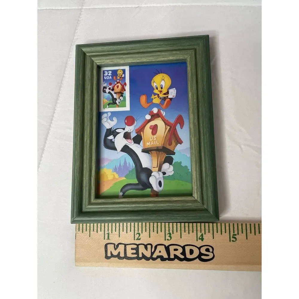 USPS 32¢ Sylvester Tweety Framed Stamp Display Warner Bros Looney Tunes 1998